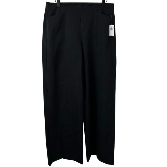 Old Navy Women High Rise Wide Leg Trouser Pants Office Minimalist Black NEW - Picture 1 of 8